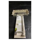 Ornate silver-tone mirrored decorative tray with
