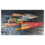Collection of six souvenir pennants, including