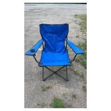 Blue portable folding camp chair with metal