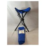 Blue portable folding tripod stool with fabric