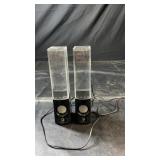 Pair of Water Dance speakers with clear water