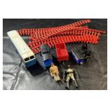 Toy train collection with multiple train cars,