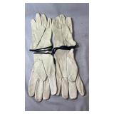 Pair of cream-coloured leather work gloves with