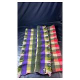 Colourful tartan wool blanket featuring purple,