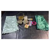 Includes two small decorative tablecloths