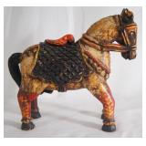 Persian Wood carved painted horse