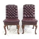 Late 18th cent. Queen Anne tufted leather chairs