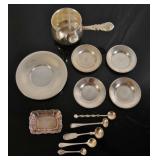 Sterling 6 mini spoons, 4 coasters, tiny tray, ...