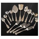 Sterling serving ladles, forks, spoons - 15 pcs