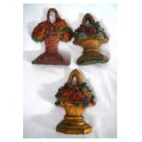3 Antique Cast iron flower door stops