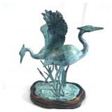 Japanese Style Patinated Bronze Cranes