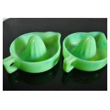 Pair McKee Glass Sunkist "Green Fry " Reamers