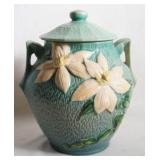 Roseville Clematis Green 1944 Buiscut Jar