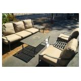 6pc Patio set - bench, side tables, uph chairs,