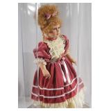 26" Porcelain Doll in Hexagon display case