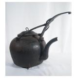 Early Am. Cast iron hanging fireplace kettle