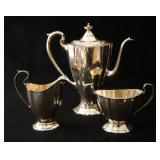 Sterling chocolate pot, sugar & creamer