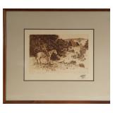 Phil Tognazzini  "Mission cattle drive" etching