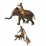 Austrian cold painted bronze Tiger & Elephant