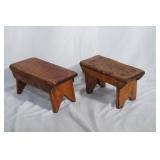 2 Early American wooden footstools