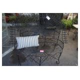 Wrought iron patio bench and 2 matching chairs