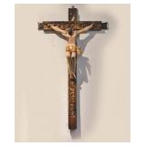 Spanish Colonial Wood Carved Polychrome Crucifix