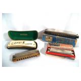4  Harmonicas - Hohner, Cemet, Marine Band...