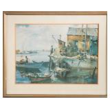 Sessions Lithograph Harbor & boats