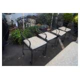 Set of 4 ornate wrought iron patio chairs