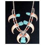 Navajo Turquoise & coral necklace