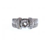Platinum diamond ring with 1.18ct center