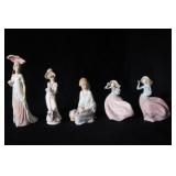 Collection of 5 Lladro girl figures