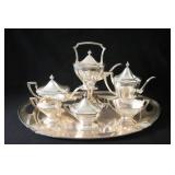 Large Hepplewhite silver plate tea set - 7pc