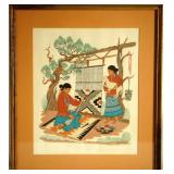 Harrison Begay Silkscreen - Navajo Woman weaving