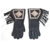 Black Parade Leather gloves with sterling  conchos