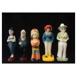 5 Vintage Carnival Chalk figures