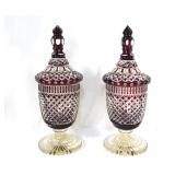 Diamond Cut 19th Century French Lidded Urns
