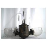 Antique 2 light oil lamp ca 1890