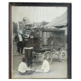 Circus photo Rare with midget and giant man