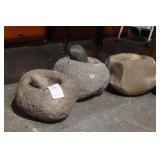 3 Native American Metates with mono