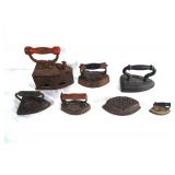 Collection of 6 Antique Cast Iron Sad Irons