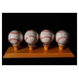 4 cased & signed baseballs - M Mantle, T Williams