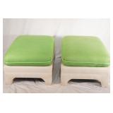 2 Green & White Mid Century Modern Ottoman