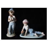 2 Lladro boys - baseball and train
