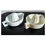 Two Rare Milk Glass Sunkist Citrus Reamers