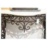 Wrought iron marble top Spanish console table