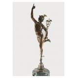Large Patinated Bronze 39" Winged Mercury (Hermes)