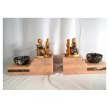 2 Hummel presentation pieces Deco marble stands