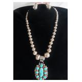 Navajo Styl Gallup NM sterling necklace & earrings