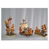 3 Hummel figures - Tree, Boat & Wagon